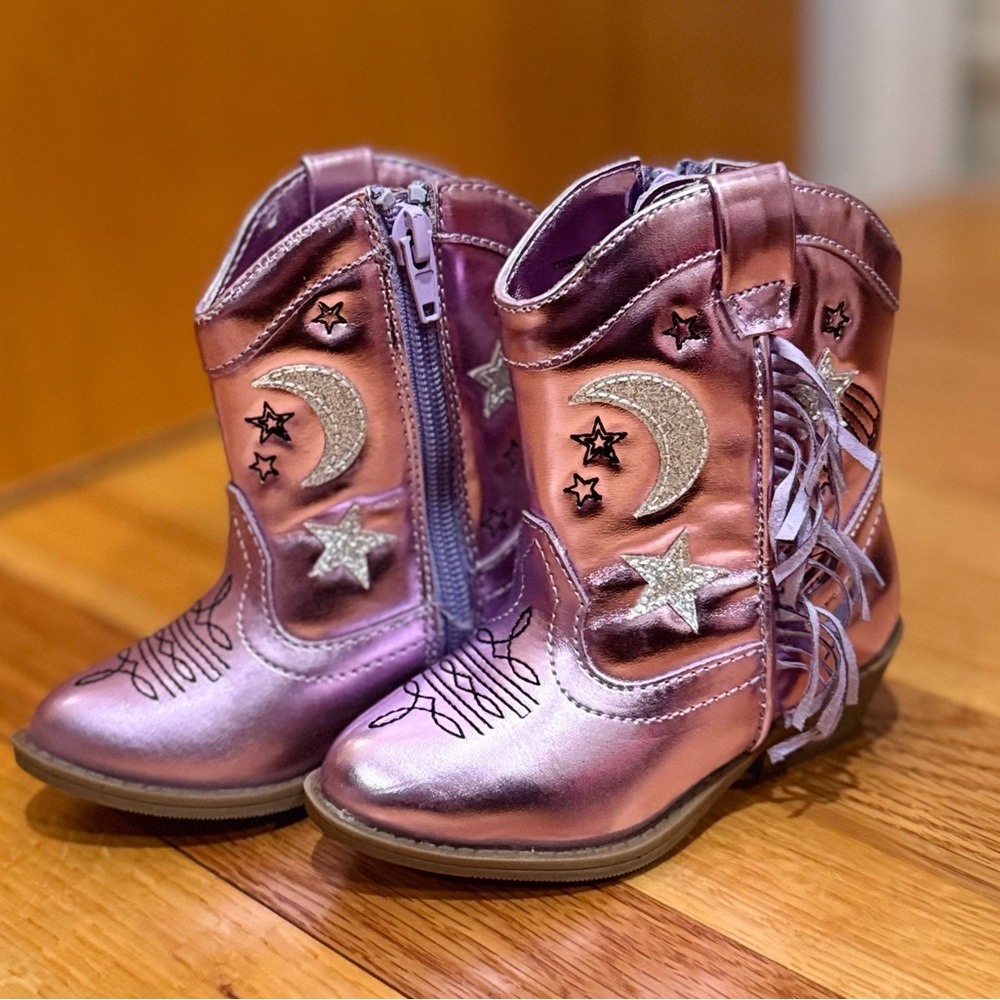 Tucker and Tate Purple Silver Star Moon Cowboy Boots size 7